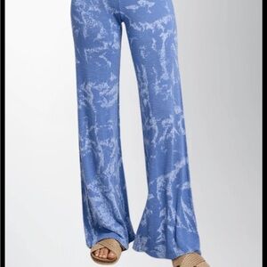FP Movement by Free People Sky Blue Patterned Wide-Leg Pants